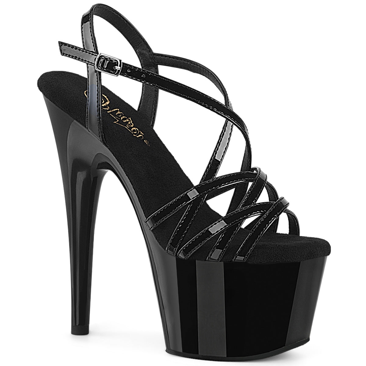 Pleaser ADORE-713 Black Platform Sandals - 7 Inch Heels