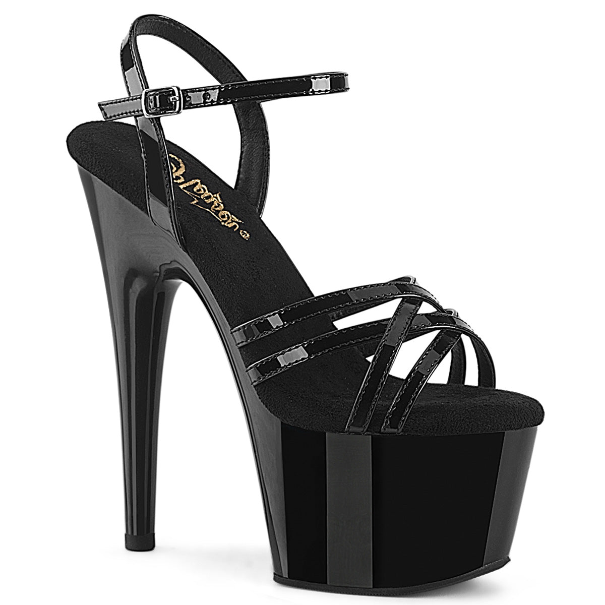 Pleaser ADORE-717 Black Platform Sandals - 7 Inch Heels