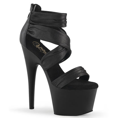 ADORE-720 Pleaser Black 7 Inch Pole Dance Platform Shoes Blk Faux Leather-Fabric Blk Matte