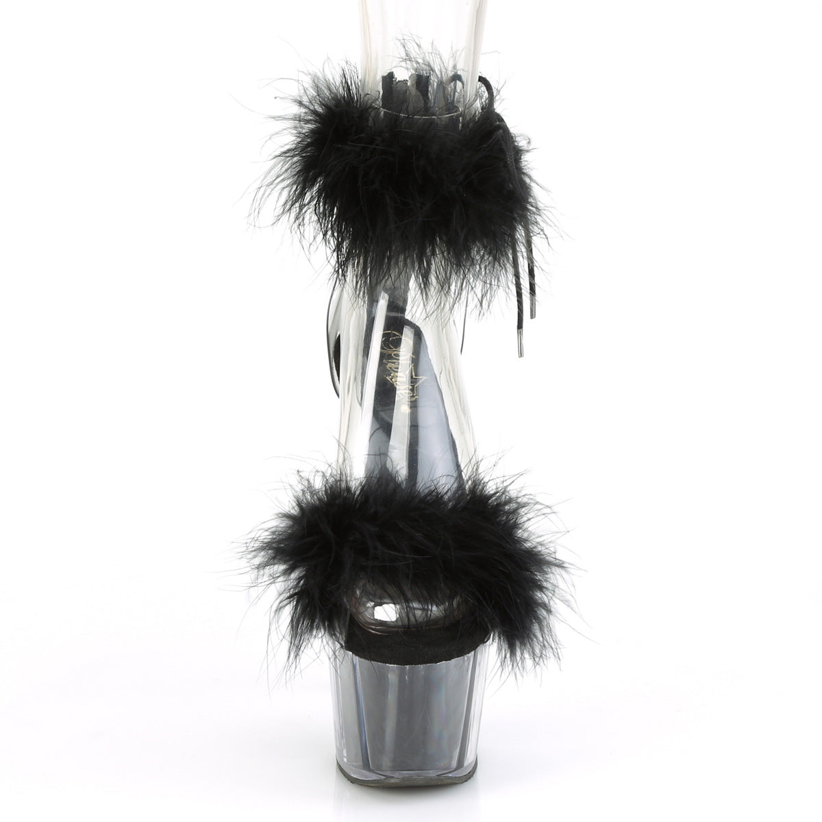 ADORE-724F Pleaser 7 Inch Black Fur Pole Dancing Stripper Heels