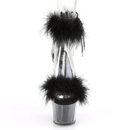 ADORE-724F Pleaser 7 Inch Black Fur Pole Dancing Stripper Heels