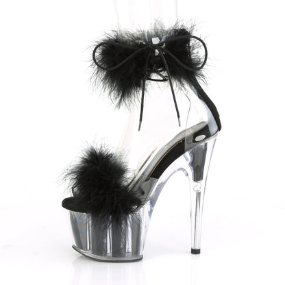 ADORE-724F Pleaser 7 Inch Black Fur Pole Dancing Stripper Heels