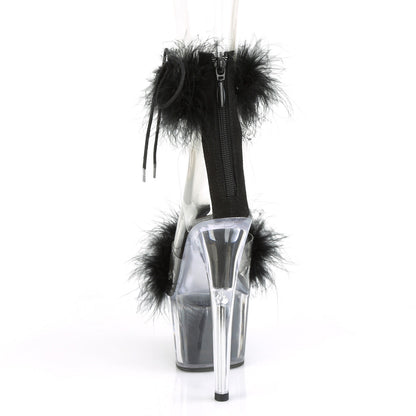 ADORE-724F Pleaser 7 Inch Black Fur Pole Dancing Stripper Heels