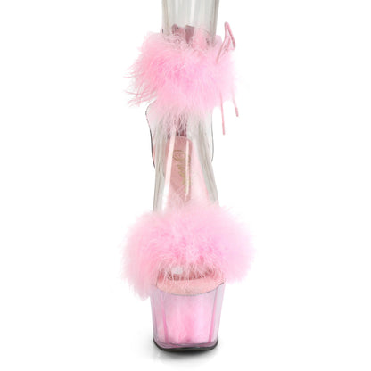 ADORE-724F Pleasers 7" Baby Pink Fur Stripper High Heels