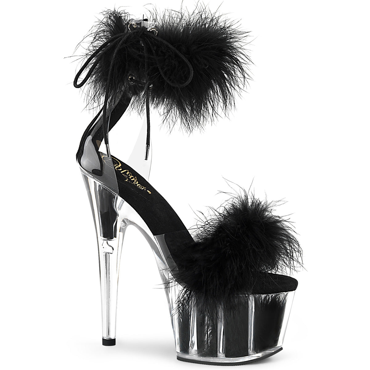 ADORE-724F Pleaser 7 Inch Black Fur Pole Dancing Stripper Heels