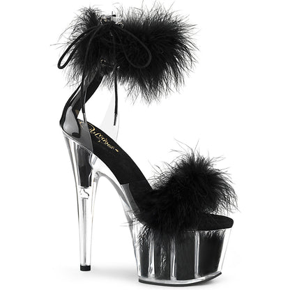 ADORE-724F Pleaser 7 Inch Black Fur Pole Dancing Stripper Heels