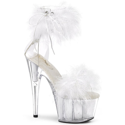 ADORE-724F Pleasers 7 Inch Clear White Fur Stripper High Heel