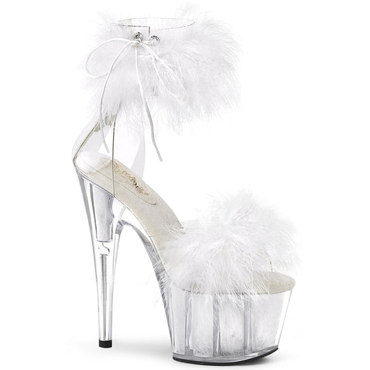 ADORE-724F Pleasers 7 Inch Clear White Fur Stripper High Heel