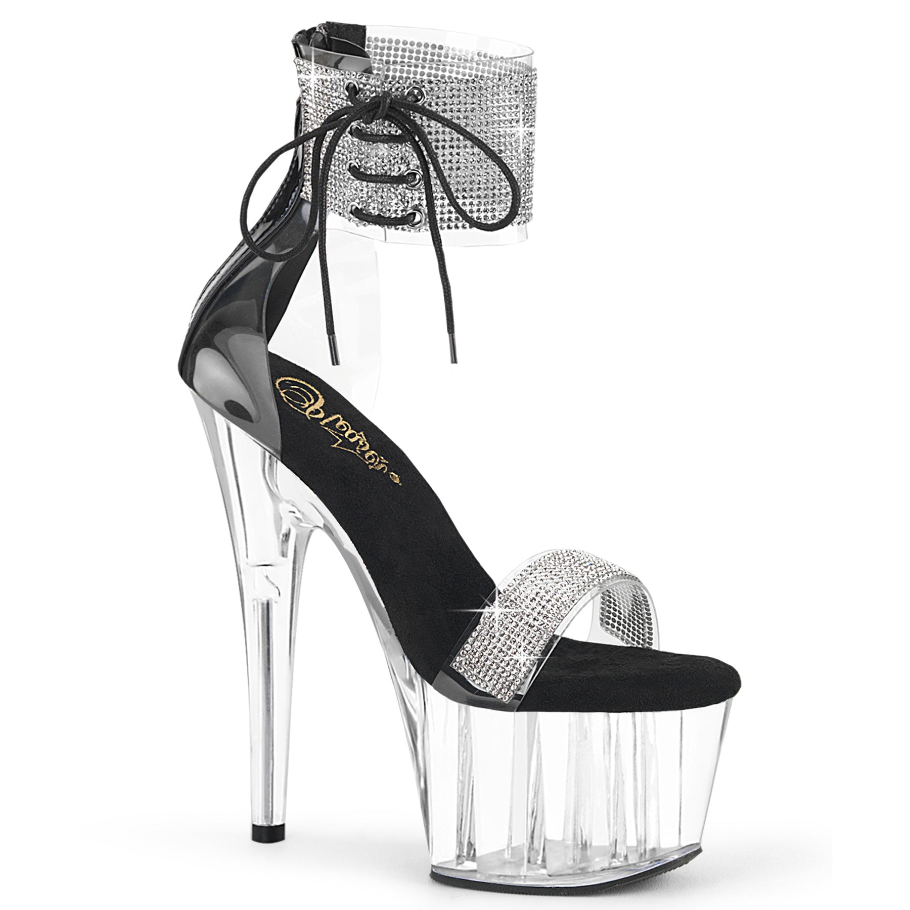 ADORE-727RS Pleaser Clear 7 Inch Glamour Platform Shoes Clr-Blk Clr