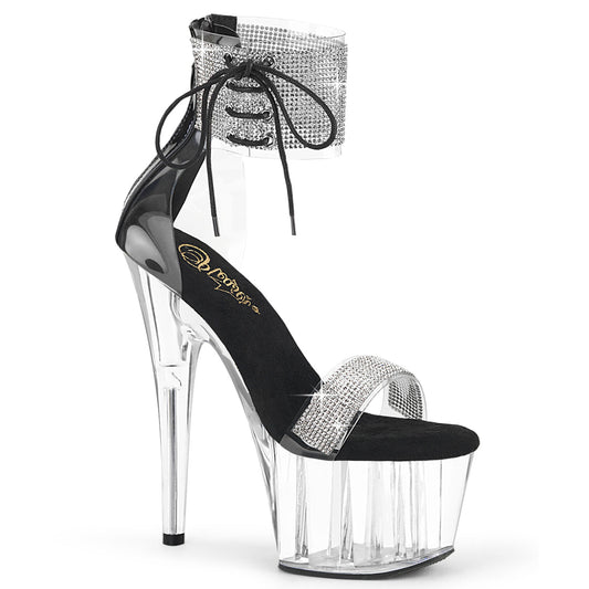 ADORE-727RS Pleaser Clear 7 Inch Glamour Platform Shoes Clr-Blk Clr