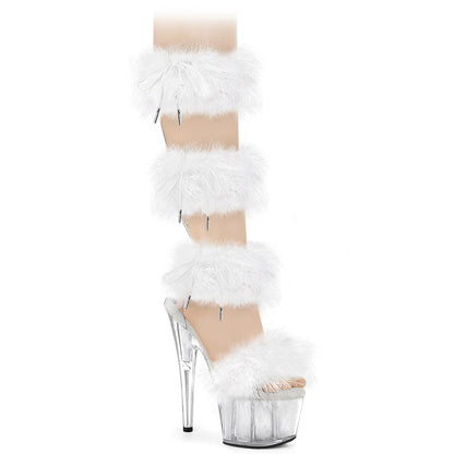 ADORE-728F Pleaser White 7 Inch Sexy Platform Shoes Clr-Wht Fur M