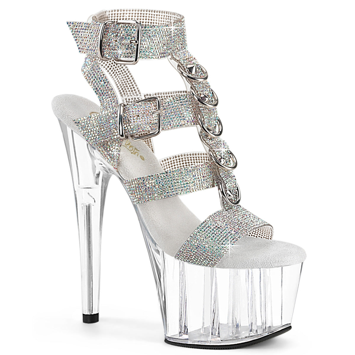ADORE-756RS Pleaser Silver 7 Inch Pole Dancer Platform Shoes Slv AB RS-TPU Clr
