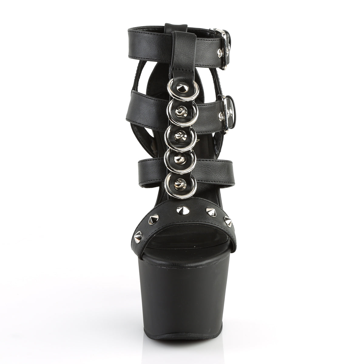 Pleaser ADORE-758 Black / Black Matte Platform Sandals - 7 Inch Heels