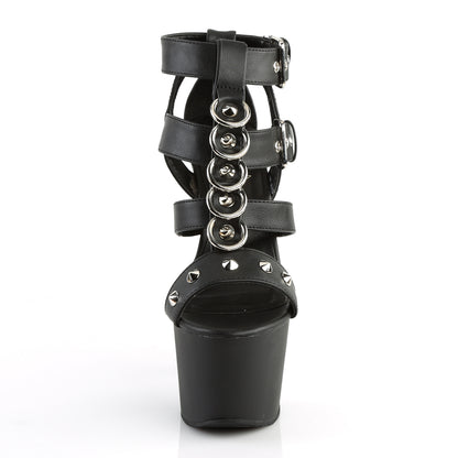 Pleaser ADORE-758 Black / Black Matte Platform Sandals - 7 Inch Heels