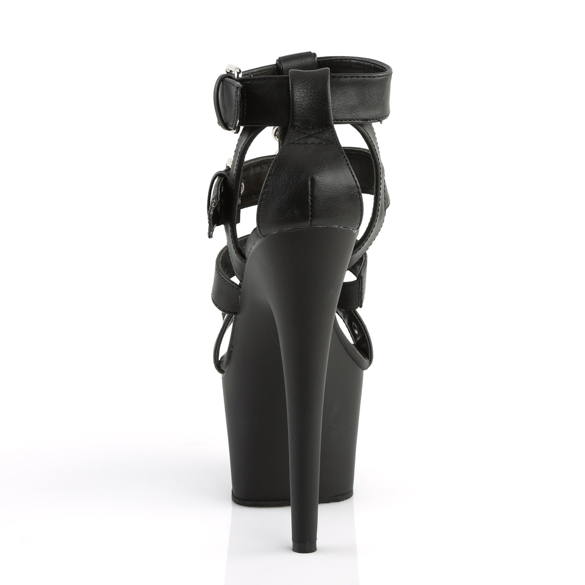 Pleaser ADORE-758 Black / Black Matte Platform Sandals - 7 Inch Heels