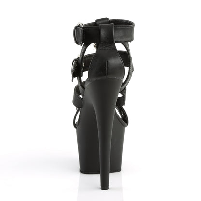 Pleaser ADORE-758 Black / Black Matte Platform Sandals - 7 Inch Heels