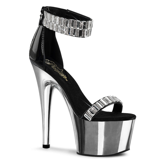ADORE-769RS Pleaser Black Silver 7 Inch Pole Dance Platform Shoes