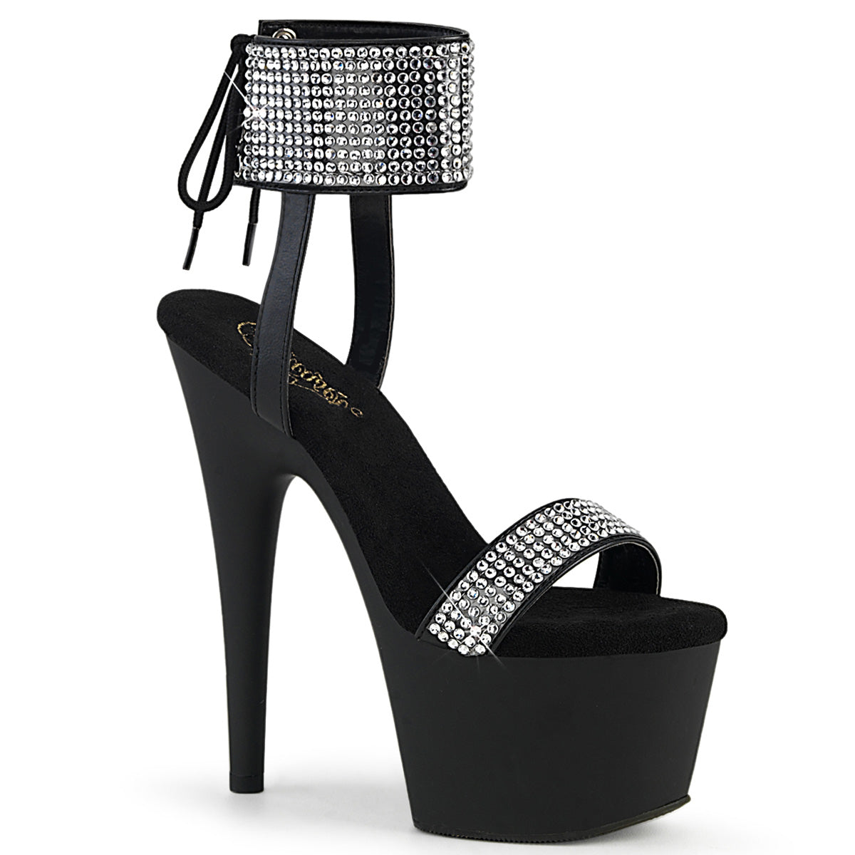 ADORE-770 Pleaser Black 7 Inch Pole Dancing Platform Shoes Blk Faux Leather-RS Blk Matte