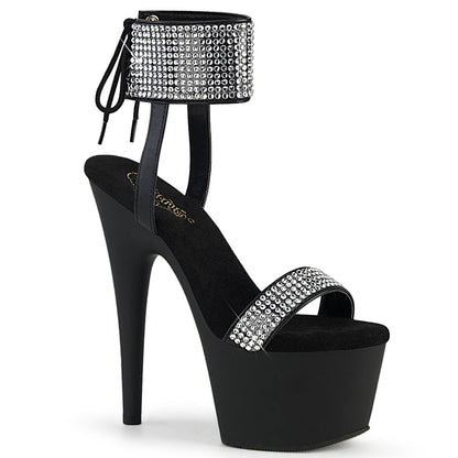 ADORE-770 Pleaser Black 7 Inch Pole Dancing Platform Shoes Blk Faux Leather-RS Blk Matte