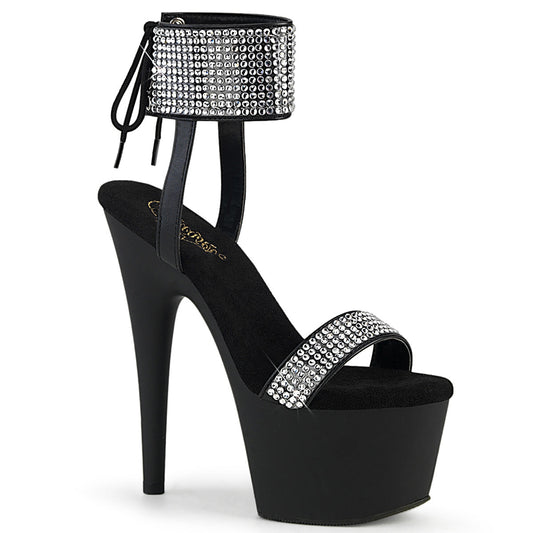 ADORE-770 Pleaser Black 7 Inch Pole Dancing Platform Shoes Blk Faux Leather-RS Blk Matte