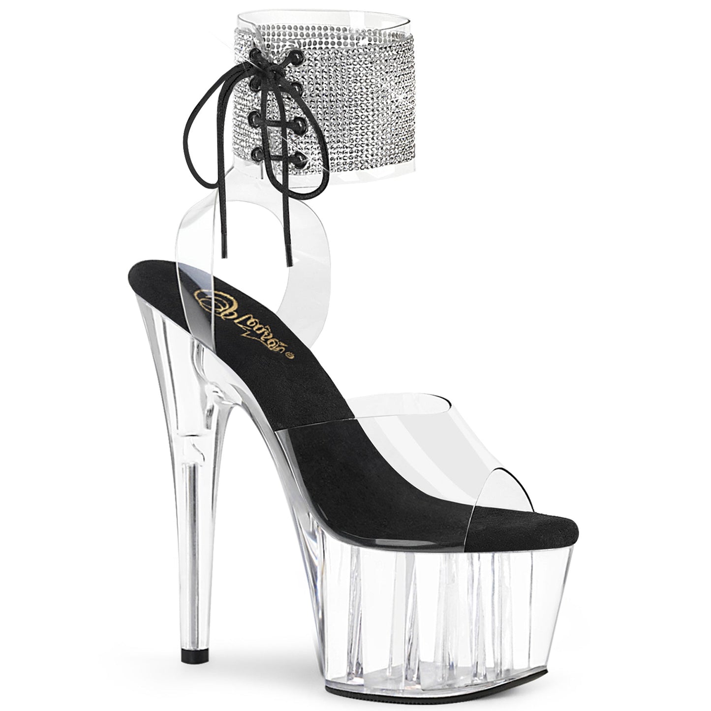 ADORE-791-2RS Pleaser Clear 7 Inch Pole Dancer Platform Shoes Clr-Blk Clr