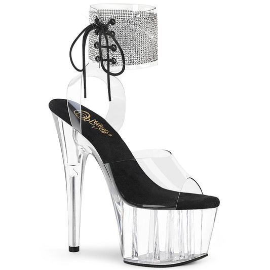 ADORE-791-2RS Pleaser Clear 7 Inch Pole Dancer Platform Shoes Clr-Blk Clr