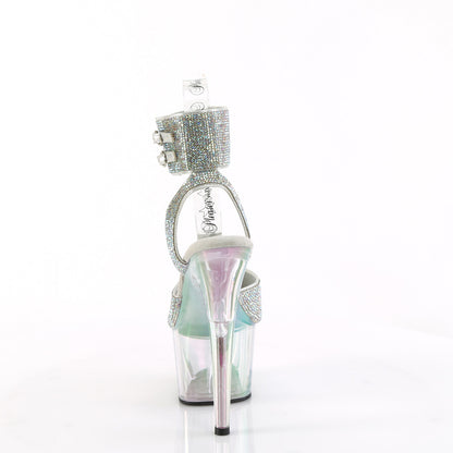 Pleaser ADORE-791HTRS Silver Aurora Borealis Rhinestones / Holographic Tinted Rhinestone Platform Sandals - 7 Inch Heels
