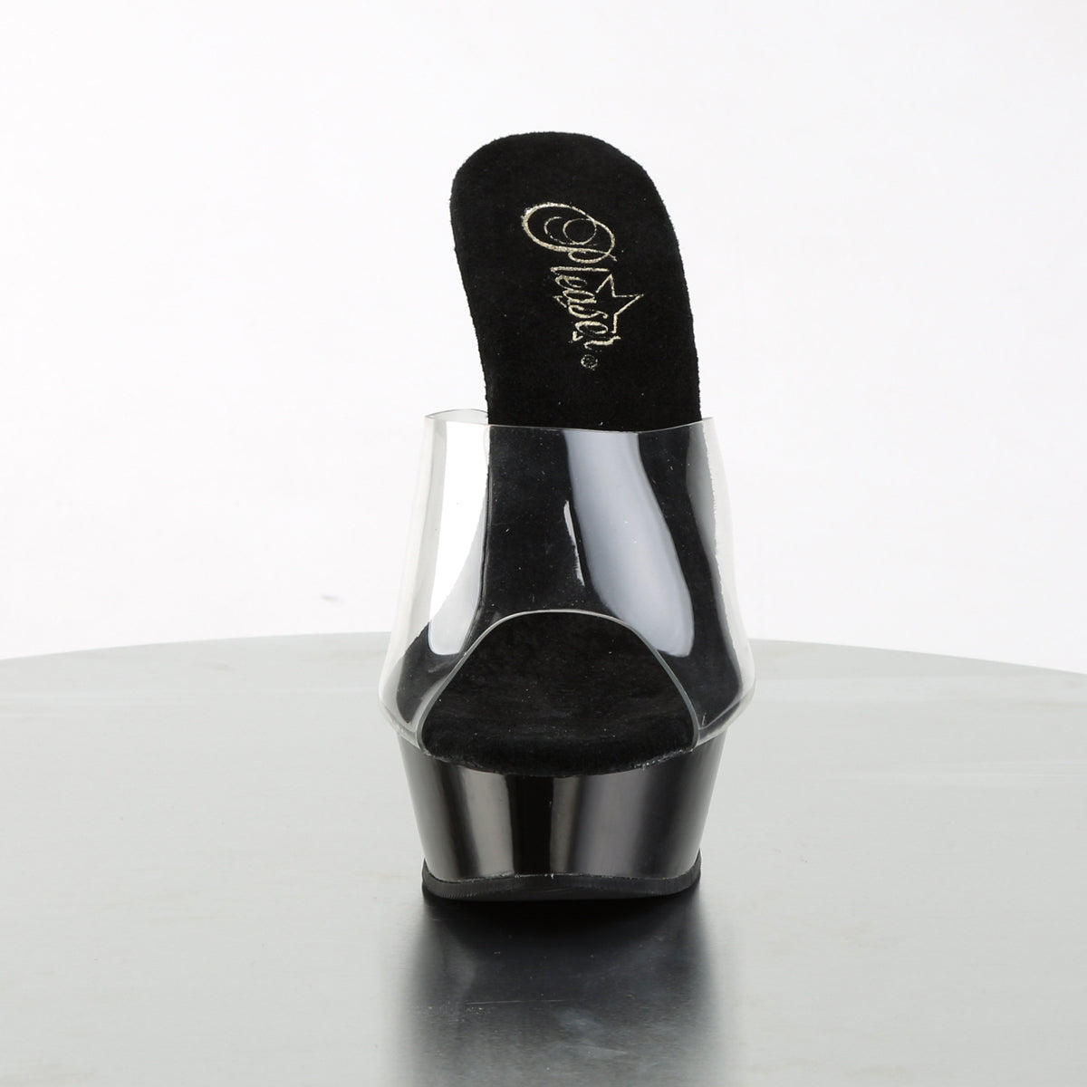 Pleaser ALLURE-601 Clear / Black Platform Sandals - 5 1/2 Inch Heels