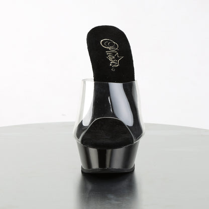 Pleaser ALLURE-601 Clear / Black Platform Sandals - 5 1/2 Inch Heels