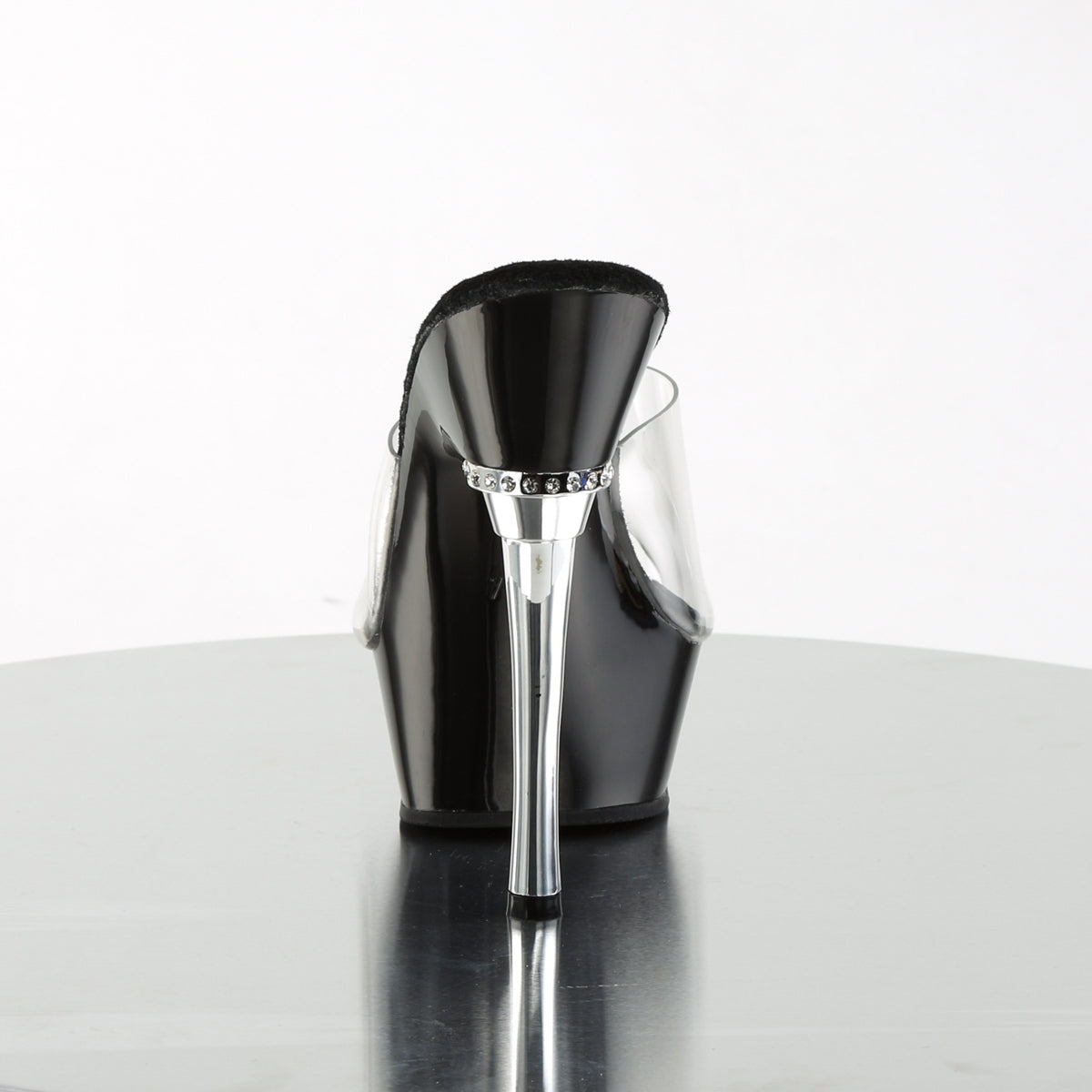 Pleaser ALLURE-601 Clear / Black Platform Sandals - 5 1/2 Inch Heels