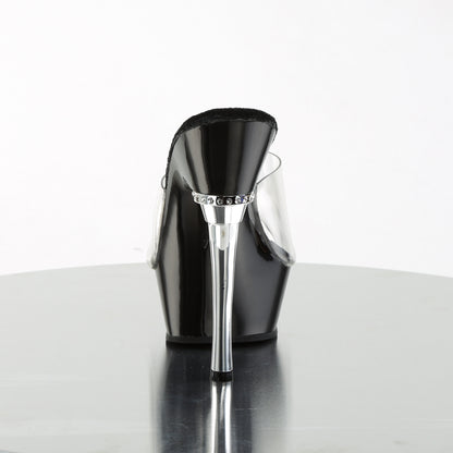 Pleaser ALLURE-601 Clear / Black Platform Sandals - 5 1/2 Inch Heels