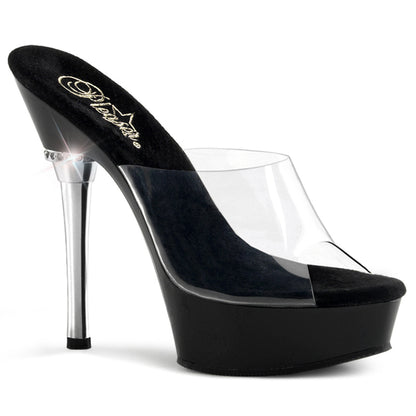 Pleaser ALLURE-601 Clear / Black Platform Sandals - 5 1/2 Inch Heels