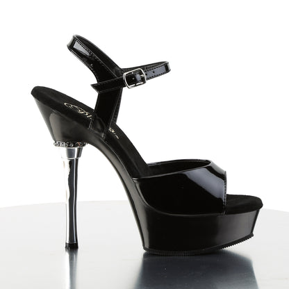 Pleaser ALLURE-609 Black Platform Sandals - 5 1/2 Inch Heels