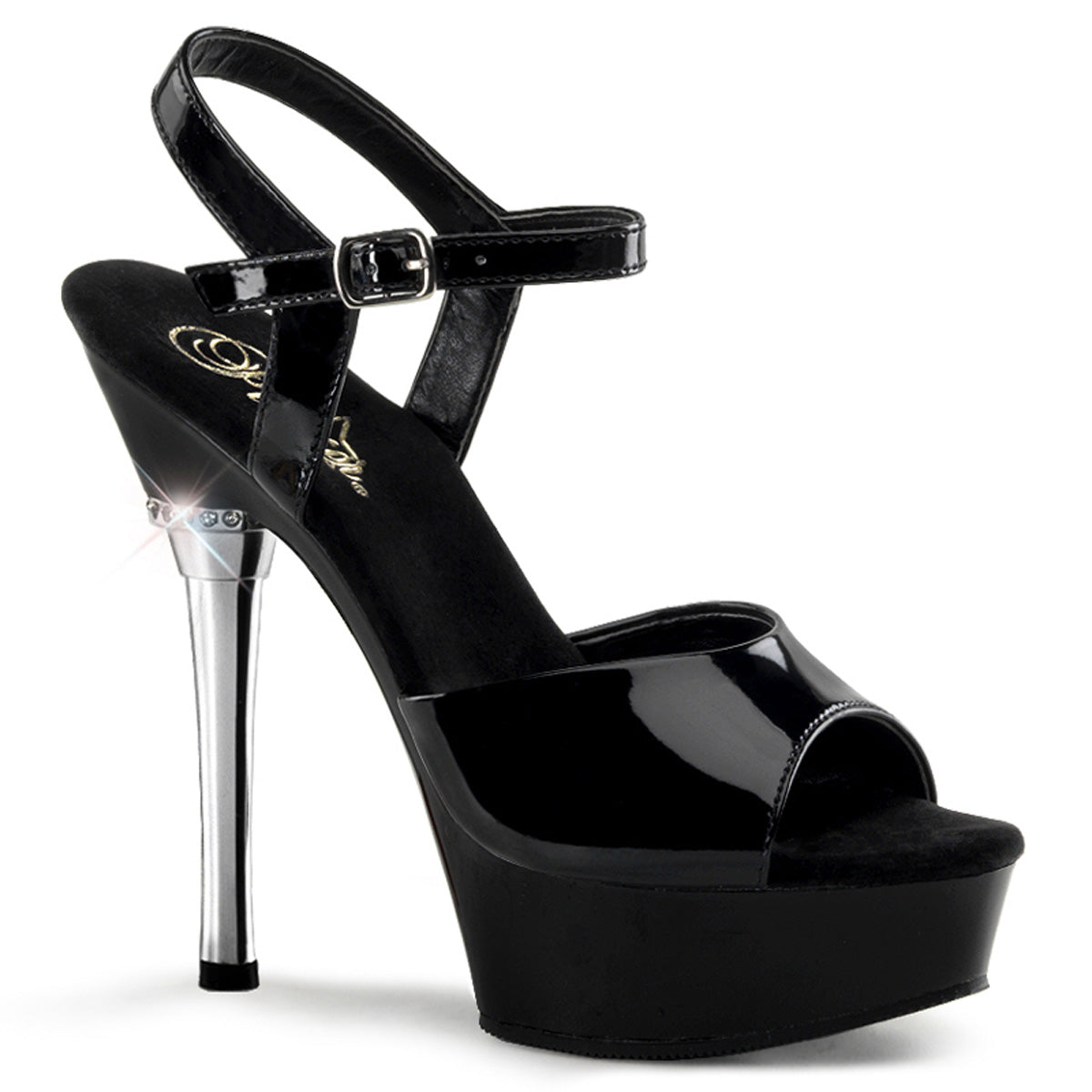 ALLURE-609 Pleaser Black 5.5 Inch Pole Heels Platform Shoes