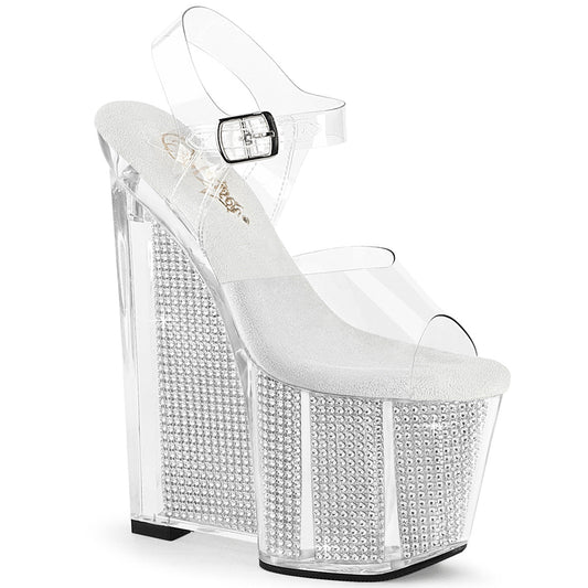 AMAZE-808SRS Pleaser Clear/Silver Sexy Platform Shoes (Pole Dancing Heels)