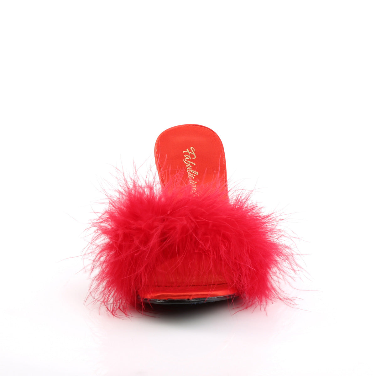 AMOUR-03 Fabulicious 3 Inch Heel Red Marabou Fur Sexy Shoes