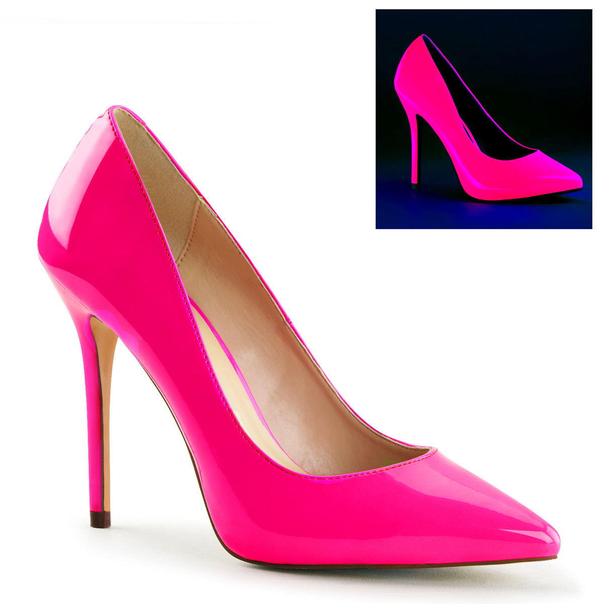 AMUSE-20 Pleaser Neon Fuchsia 5 Inch Tempting Bedroom Heels