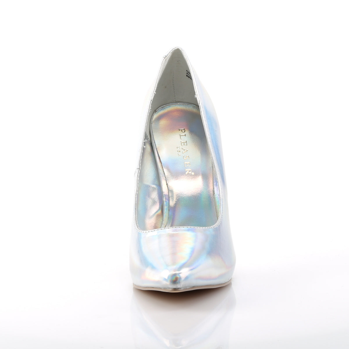 AMUSE-20 Pleaser Silver Holo 5 Inch Submissive Single Sole Shoes