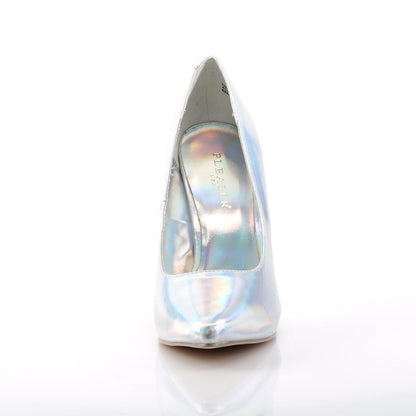 AMUSE-20 Pleaser Silver Holo 5 Inch Submissive Single Sole Shoes