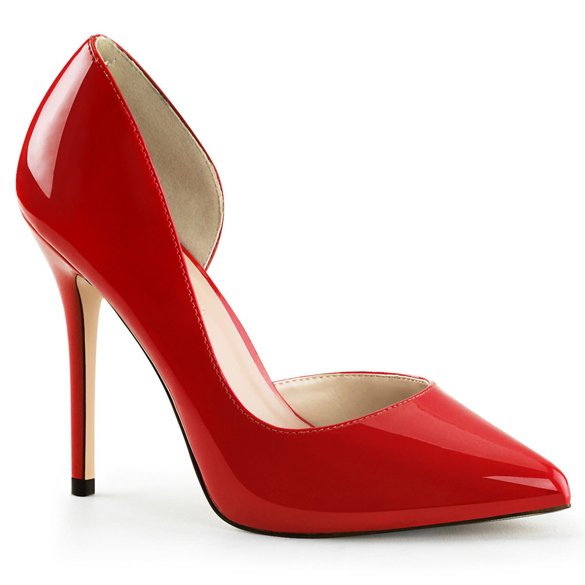 AMUSE-22 Pleaser Red 5 Inch Teasing Single Sole Shoes Red Patent