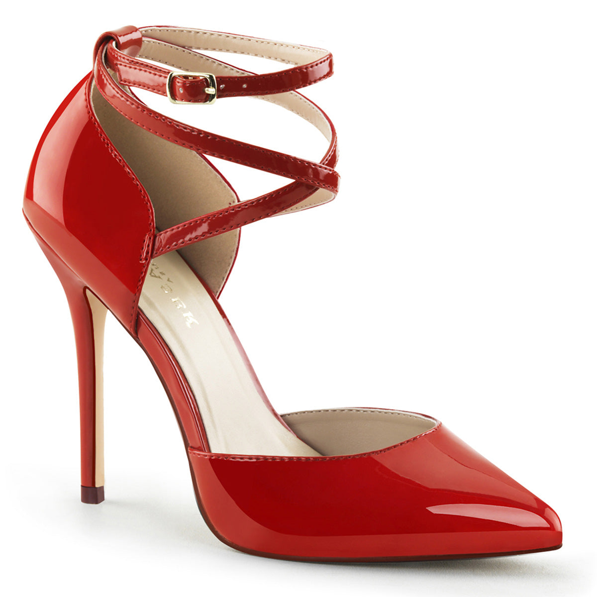 AMUSE-25 Pleaser Red 5 Inch Flirty Single Sole Shoes