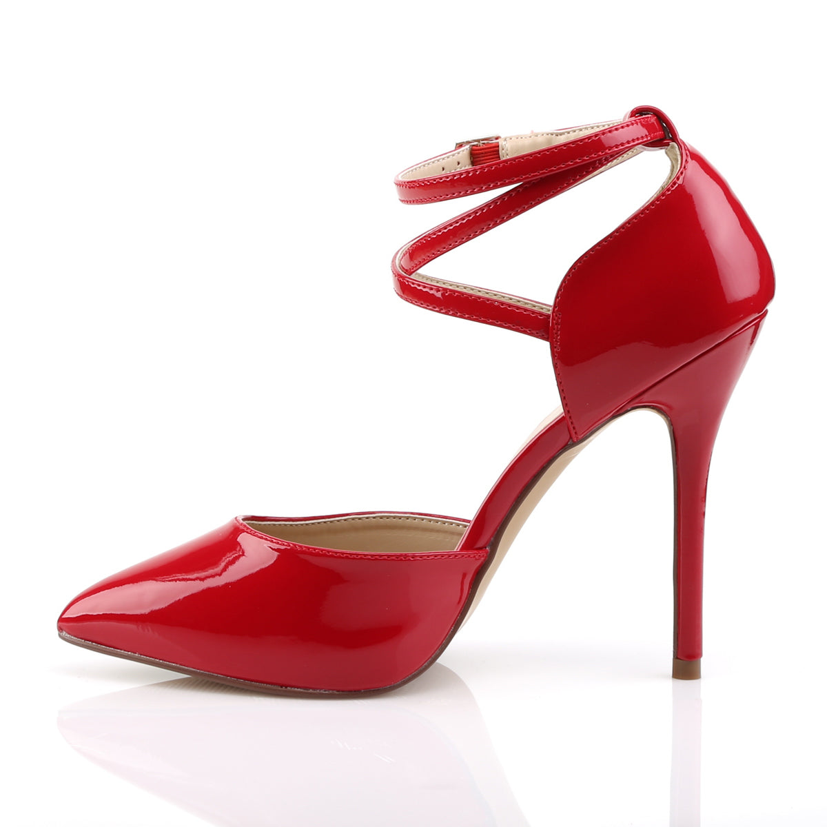 AMUSE-25 Pleaser Red 5 Inch Flirty Single Sole Shoes
