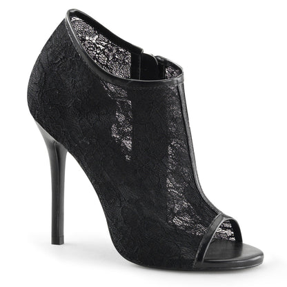 AMUSE-56 Fabulicious Black 5 Inch Bedroom Shoes Black Lace-Mesh