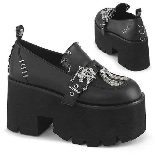 ASHES-38 DemoniaCult Black Vegan Leather Sexy Women's Heels & Platform Shoes (Alternative Footwear)