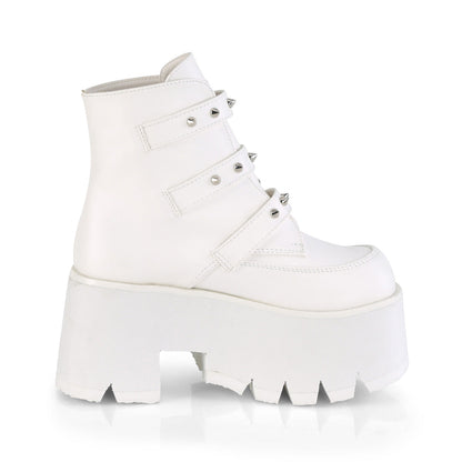 ASHES-55 Demonia Cult White 3.5 Inch Alternative Women's Ankle Boots