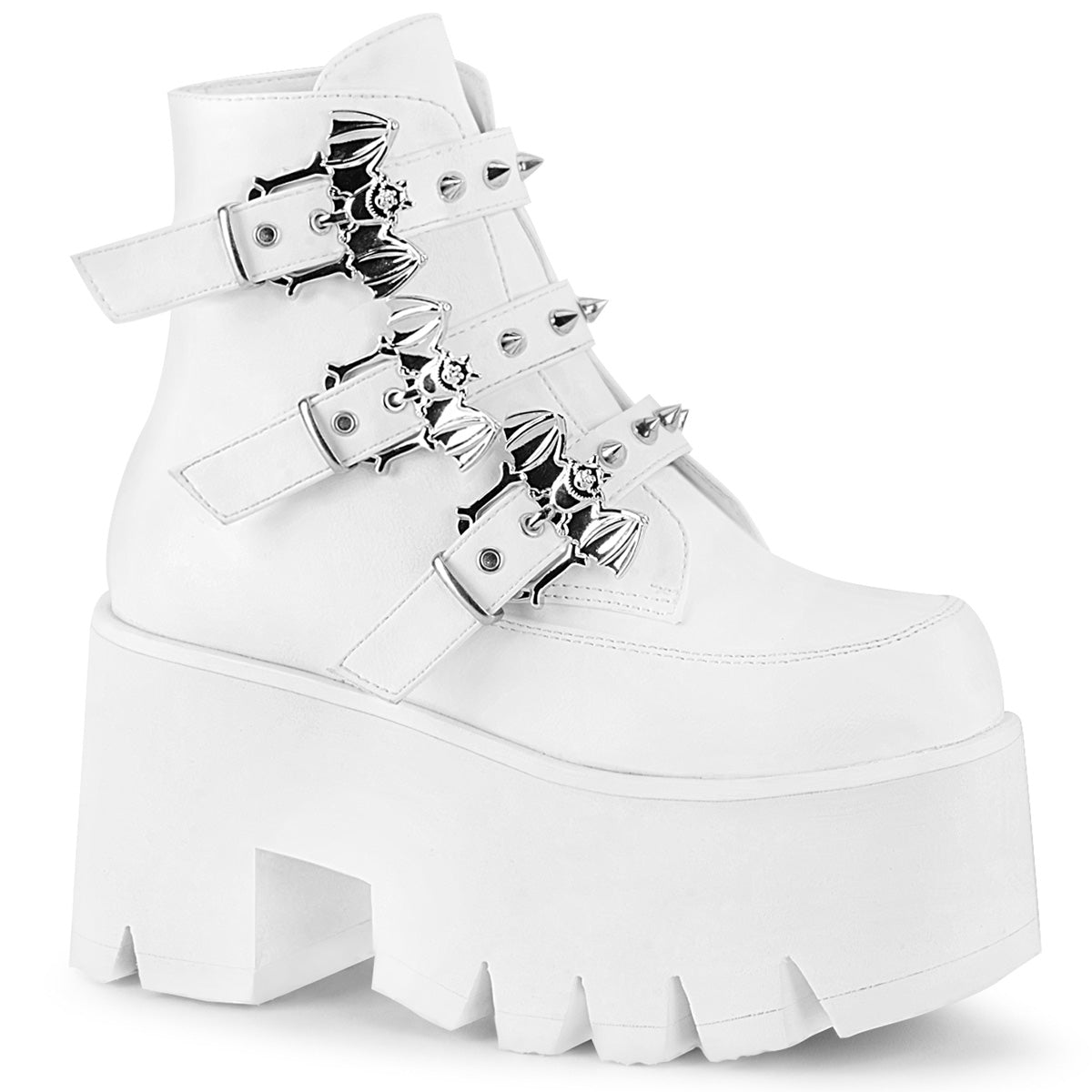 ASHES-55 Demonia Cult White 3.5 Inch Alternative Women's Ankle Boots Wht Vegan Leather