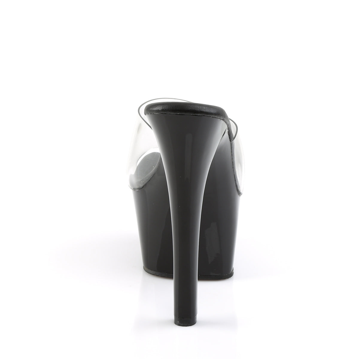 Pleaser ASPIRE-601 Clear / Black Matte Platform Mules - 6 Inch Heels