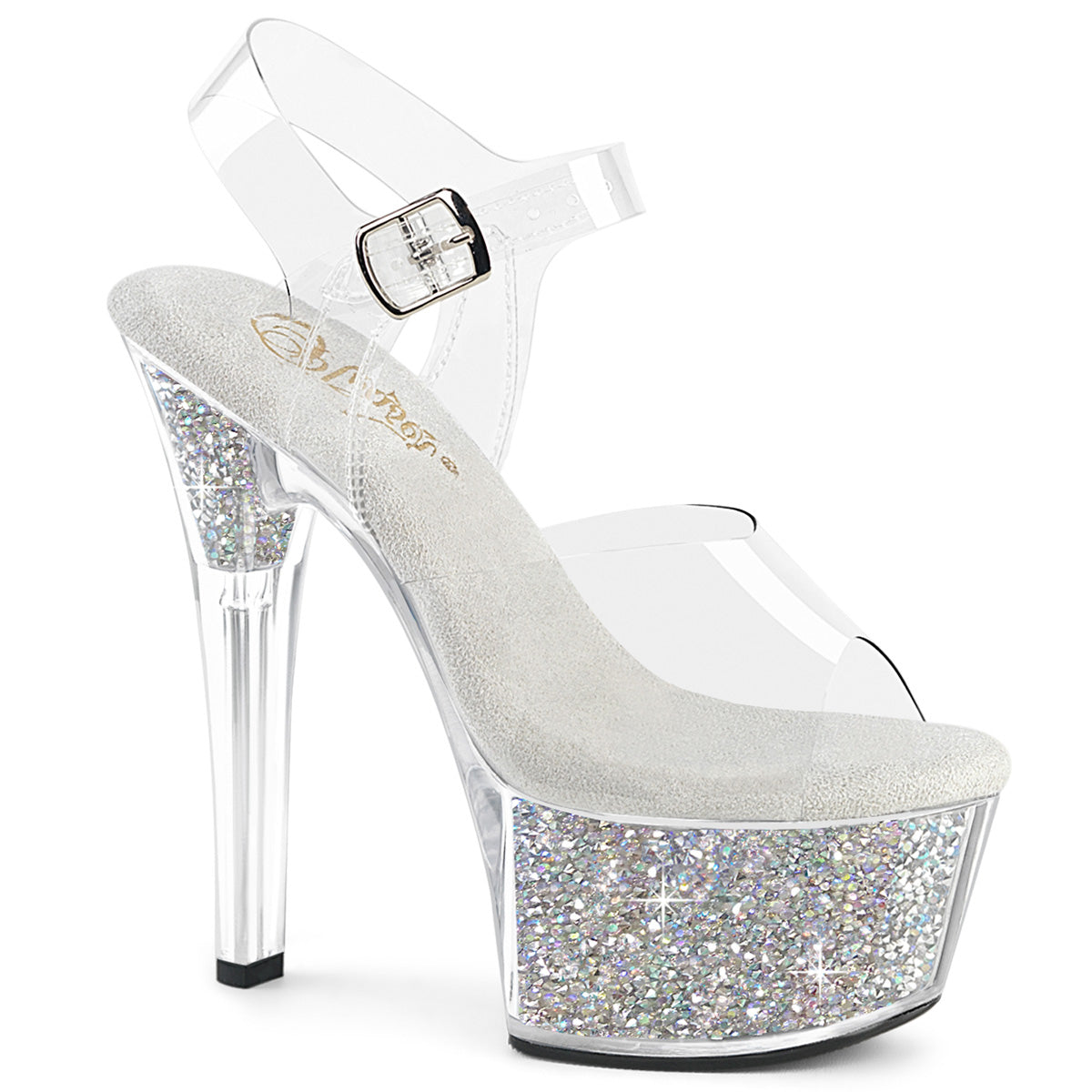 ASPIRE-608RSI Pleaser Clear Bling 6 Inch Sultry High Heels Clr Clr-Slv AB RS