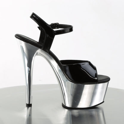 ASPIRE-609 Pleaser Black Silver 6 Inch Tempting High Heels