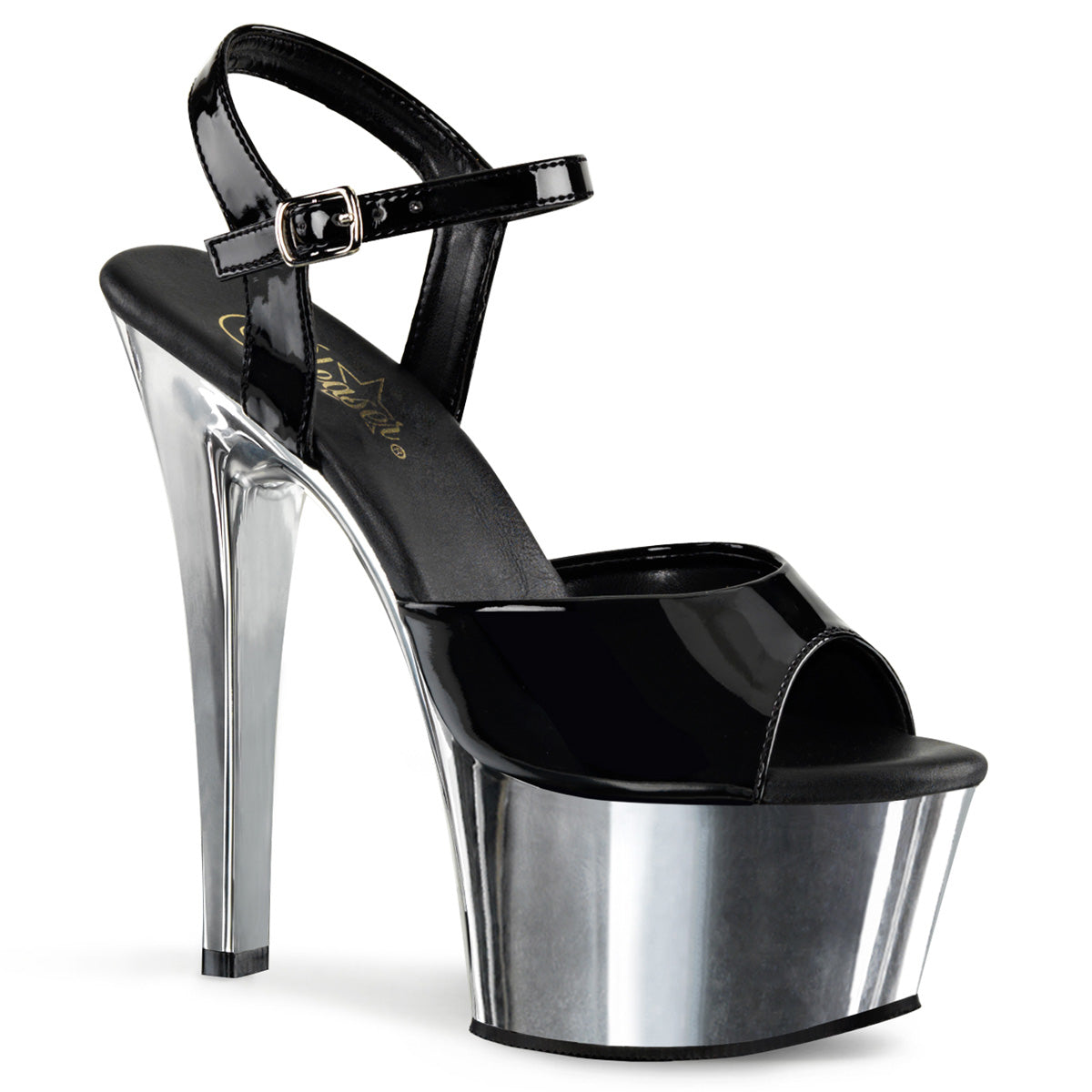 ASPIRE-609 Pleaser Black Silver 6 Inch Tempting High Heels